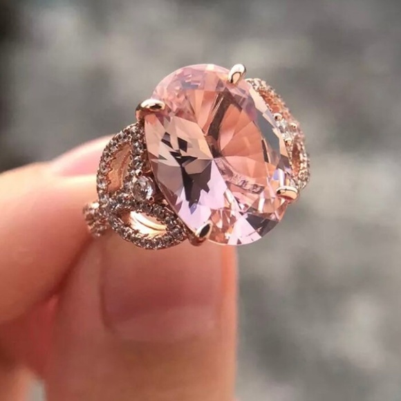 Morganite Lab Diamond Ring -Morganite Engagement Ring - - Picture 1 of 7